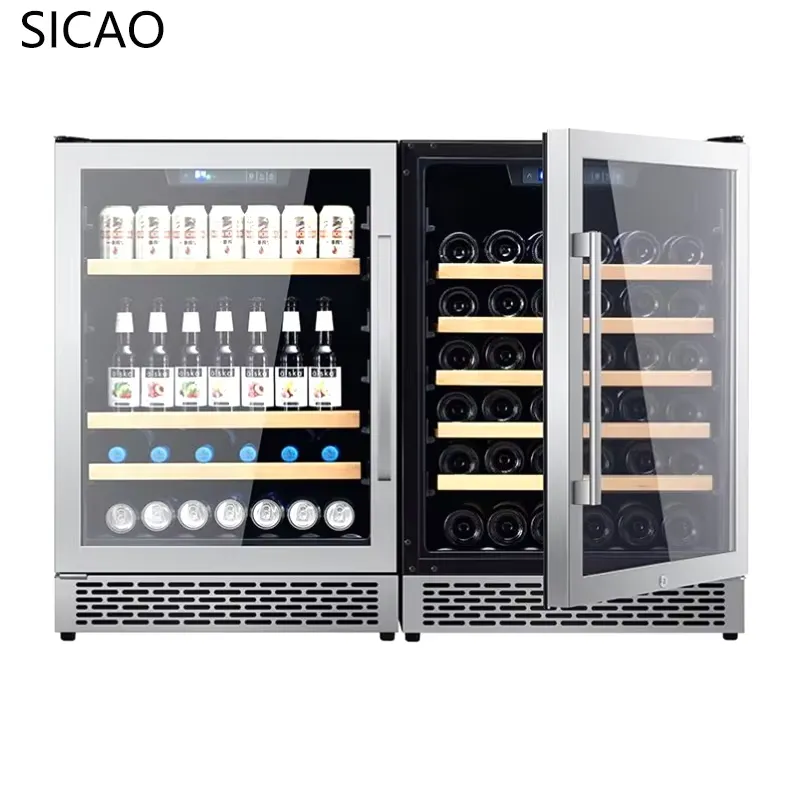 Wine Beer Dual Zone - ثلاجة مشروبات زجاجية ببابين لعرض النبيذ